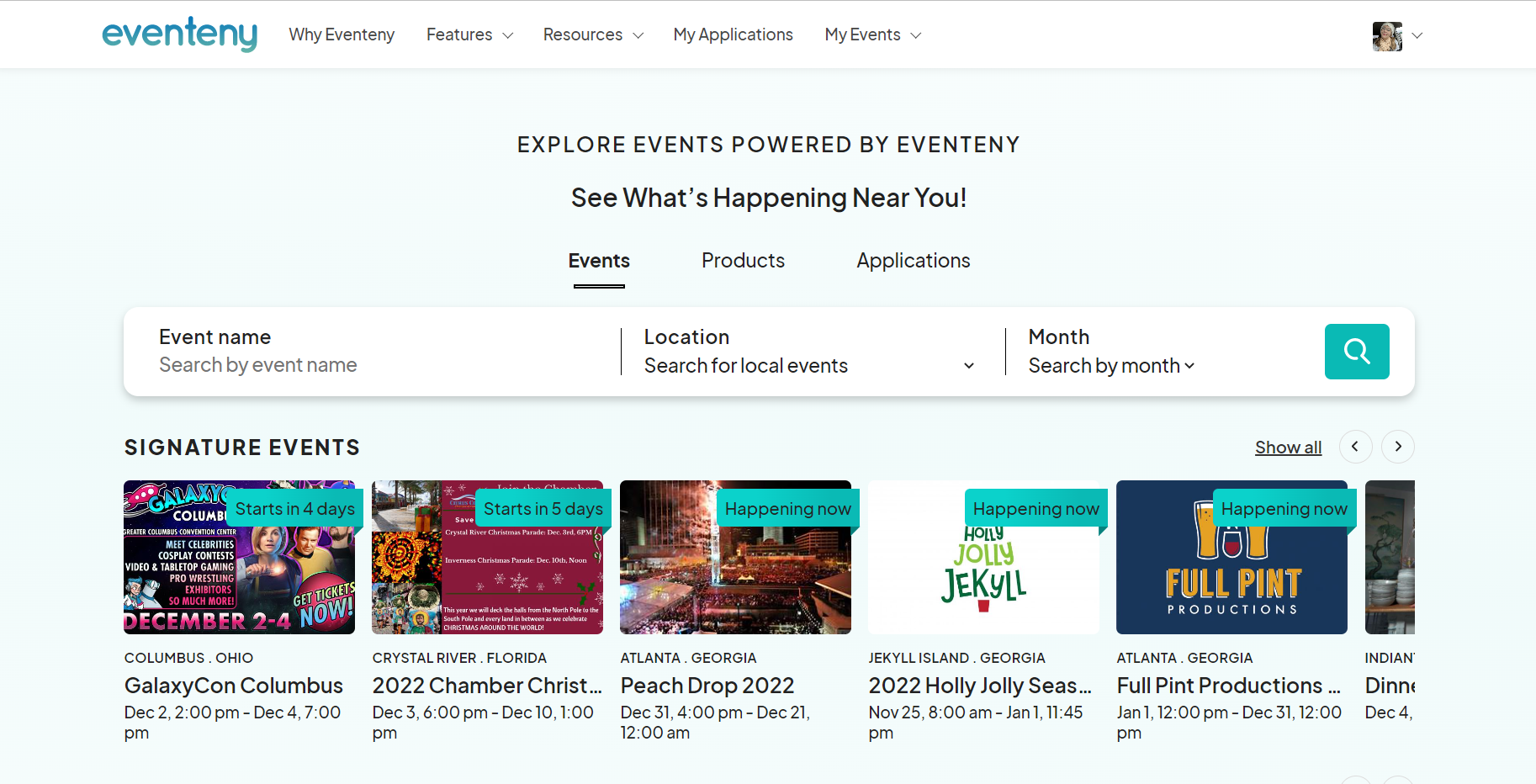 image showing event homepage on Eventeny