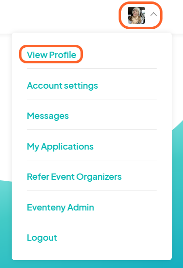 image showing users where to find their profile at the top right corner of the screen