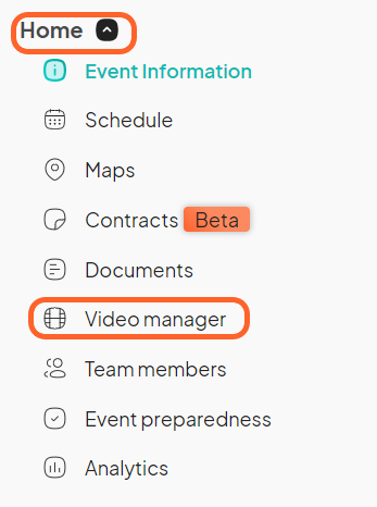 an image showing users where they can find their video manager on the left sidebar