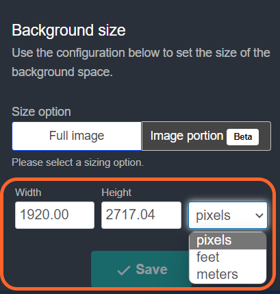 an image showing users where to type in and choose the size of their map scale when they are using the full image option