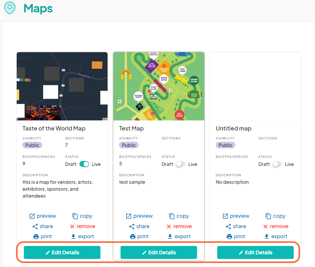 an image showing users the maps section and to click the edit details button at the bottom of the map of their choosing