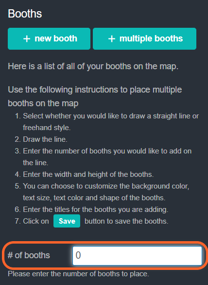 an image showing users where to type their desired number of booths on the left sidebar