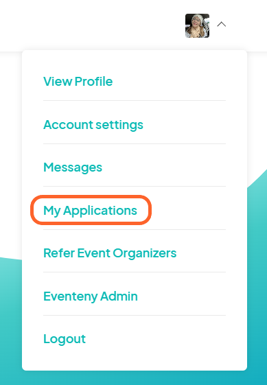 an image showing users where they can find their applications tab under their profile icon