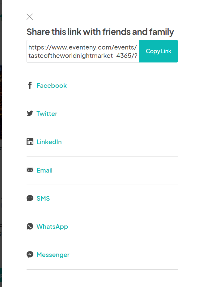 an image showing users what the share link page looks like to share their applications