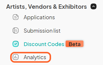 an image showing users where to click to access the analytics tab under the vendors drop down in the left sidebar