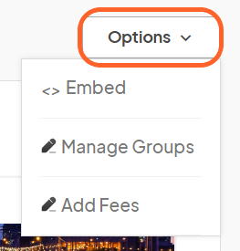 an image showing users the options drop down menu and what it has to offer at the top right corner of the tickets page