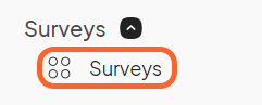 an image showing users to select the drop down arrow and click surveys