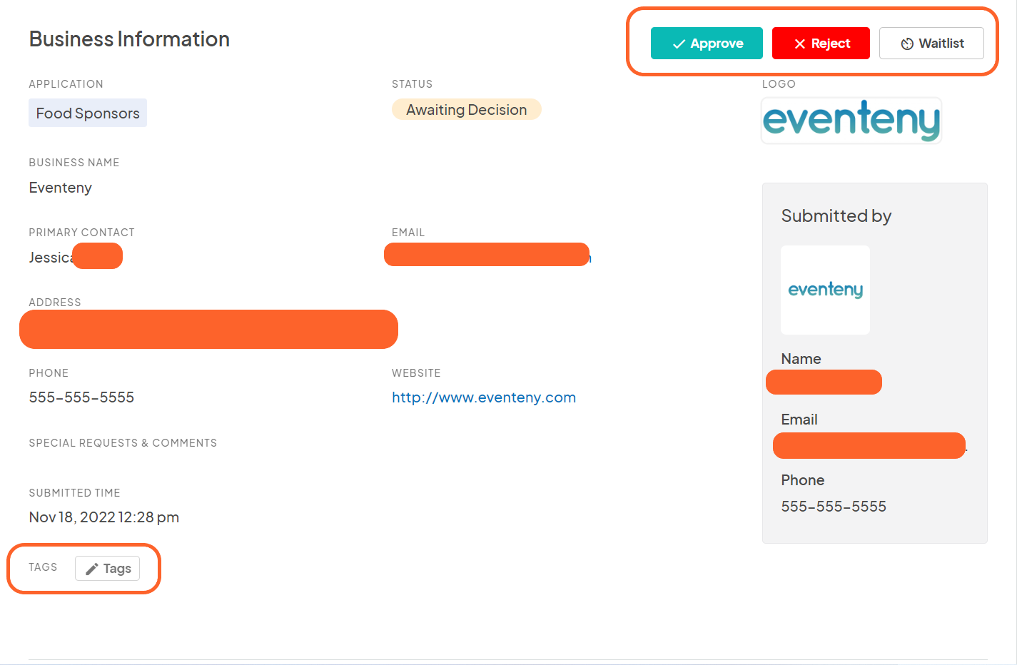 an image showing users more of the page where they can add additional submission information
