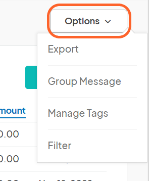 an image showing users the options drop down menu on the deals page and what it has to offer
