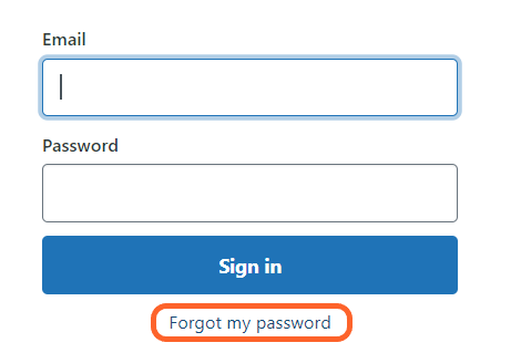 an image showing users where to find the forgot password button on the login page