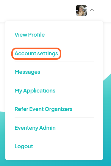 an image showing users where to find the account settings button at the top right of the home page under the profile icon