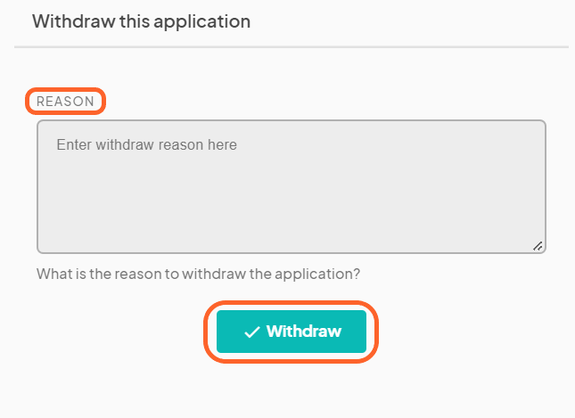 an image showing users the withdraw reason message window