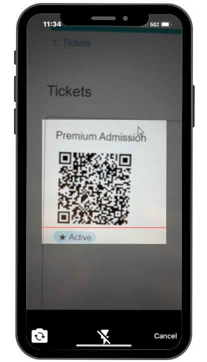 a mobile image showing users what it looks like to scan a QR code