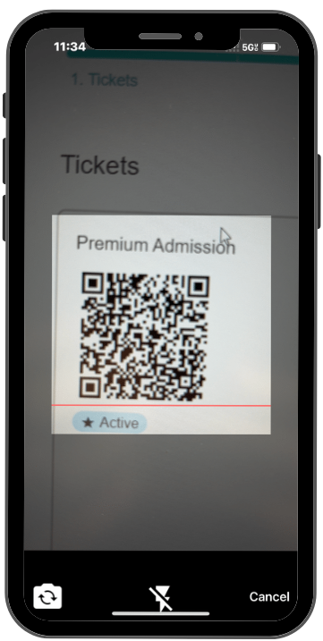 a mobile image showing users what it looks like to scan a qr code