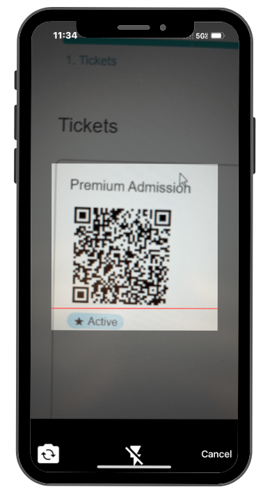 a mobile image showing users what it looks like to scan a QR code