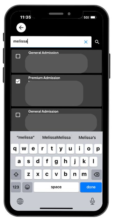 a mobile image showing users the search tickets page