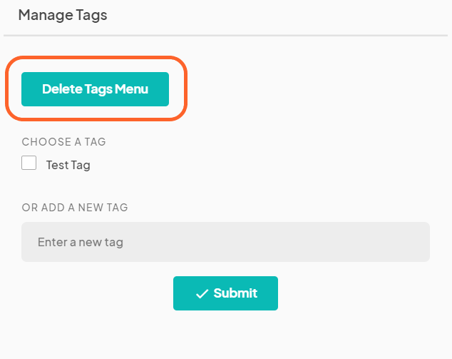 an image showing users the delete tags menu button when the click on tags on the individual submission