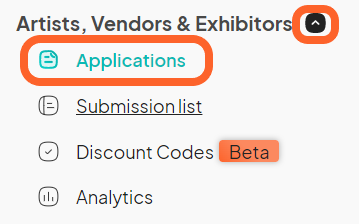 an image showing users the vendor tab with the applications option highlighted