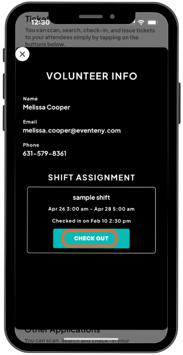 a mobile image showing users the check out button on the same information page