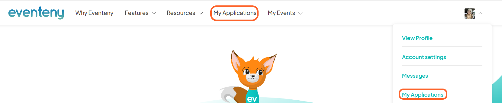 an image showing users the two places they can find the my applications tab