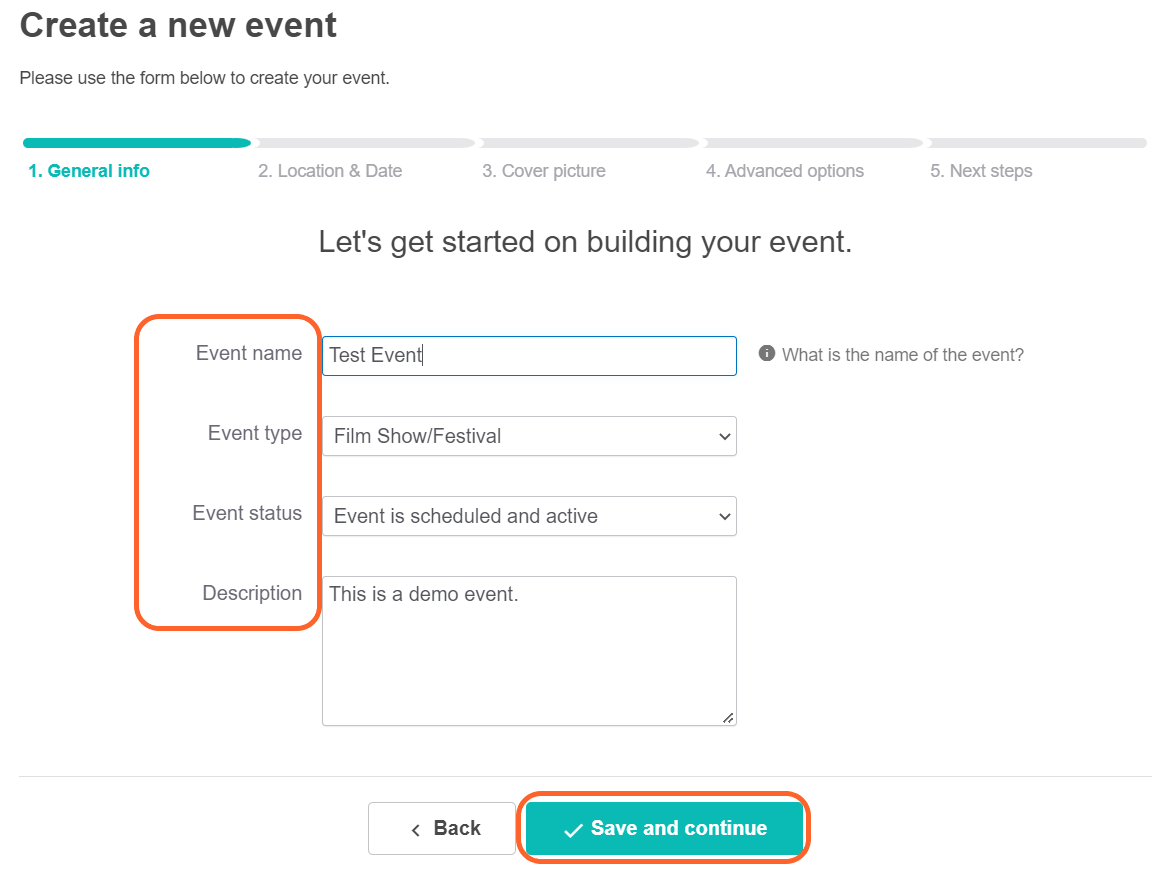 an image showing users the first step in creating an event