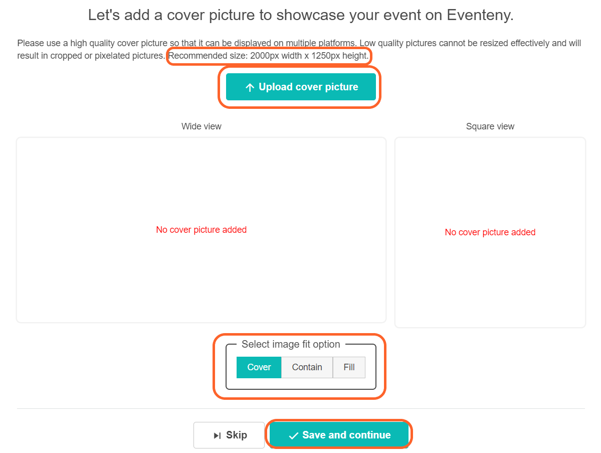 an image showing users the third step in creating an event