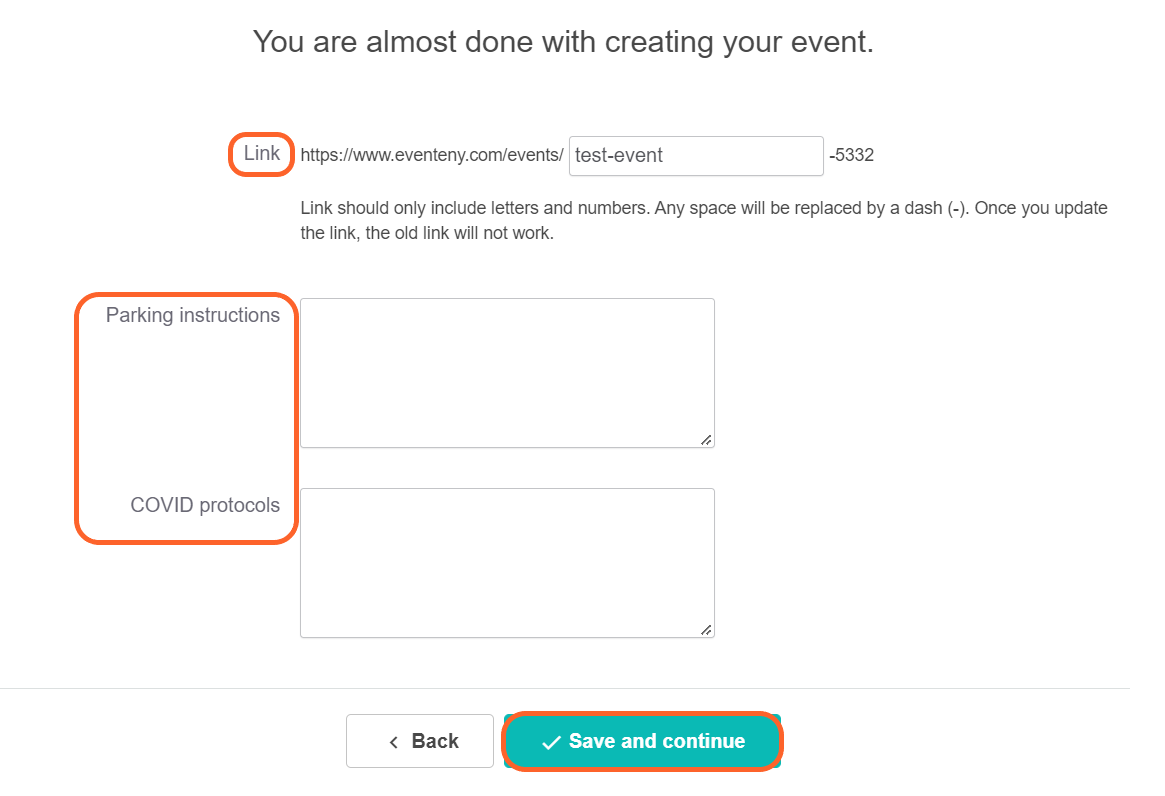 an image showing users the last step in creating an event