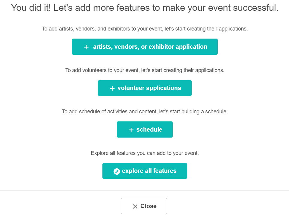 an image showing users the prompt window to continue filling out their event if they wish