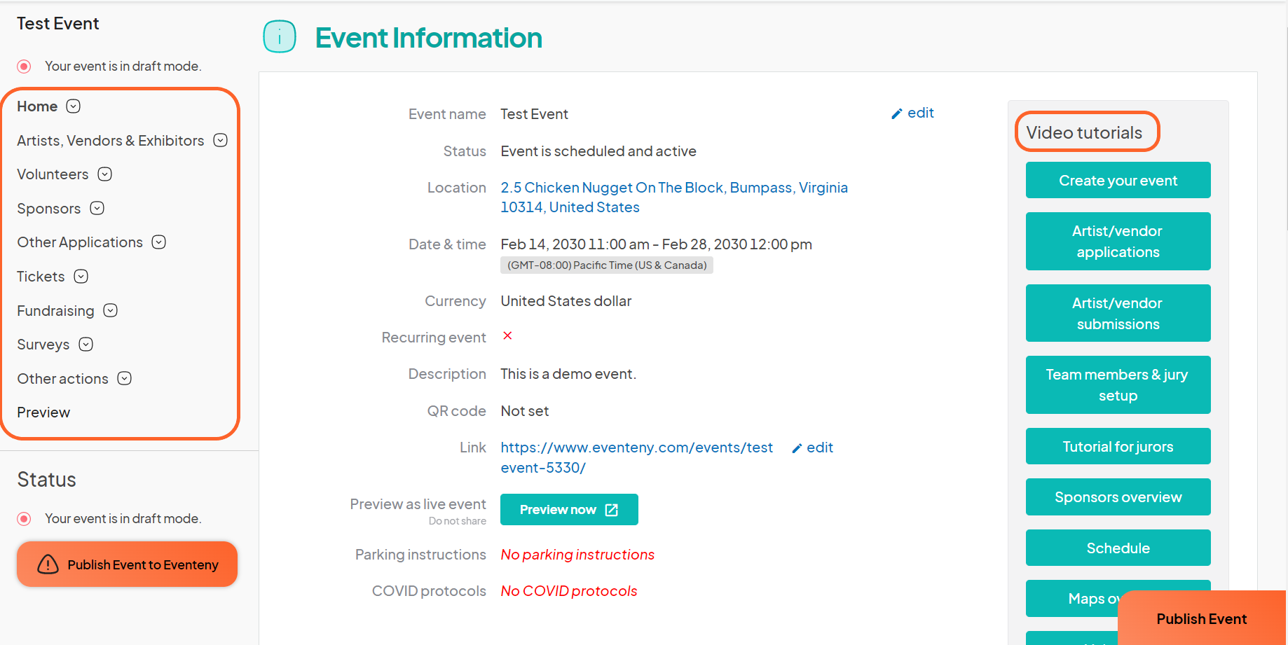 an image showing users the event dashboard