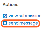 an image showing users the message button back on the volunteer list page under the view submission button