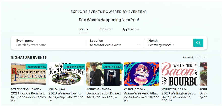an image showing users where to find the event page