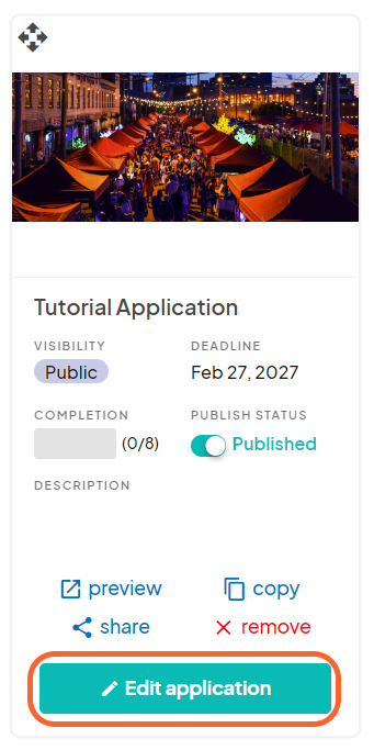 an image showing users where to click the edit the application on the volunteer application page