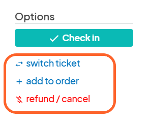 an image showing users the options section on the ticket buyer information window