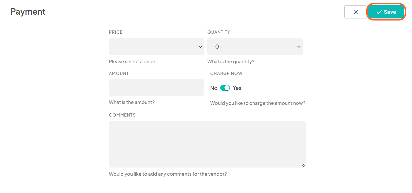 an image showing users the payment fill out with the save button highlighted