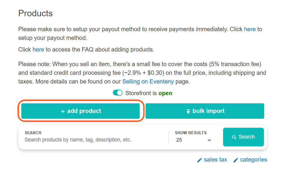 an image showing users the add product button