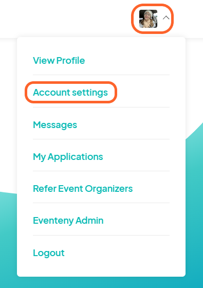 an image showing users where to find the account settings option under the profile icon