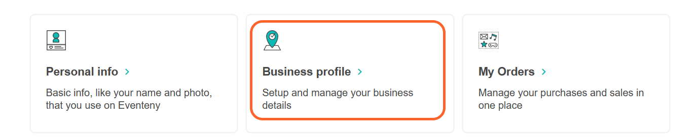 an image showing users the account settings page with the second business profile box highlighted