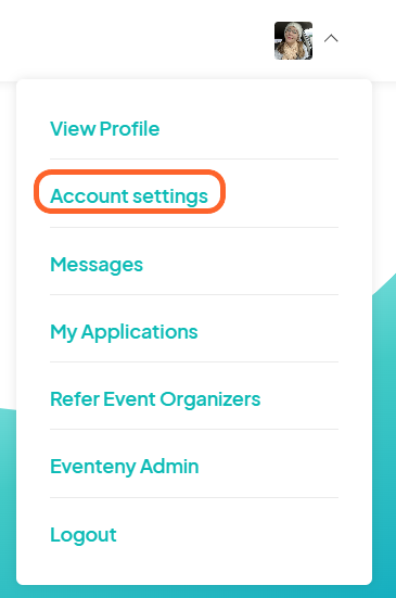 an image showing users where they can find account settings under their profile icon