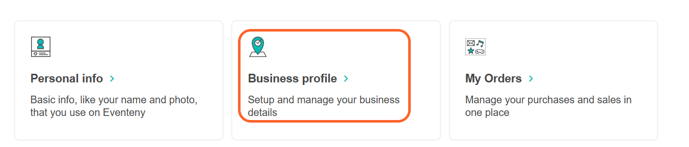 an image showing users the account settings page with the second business profile box option highlighted