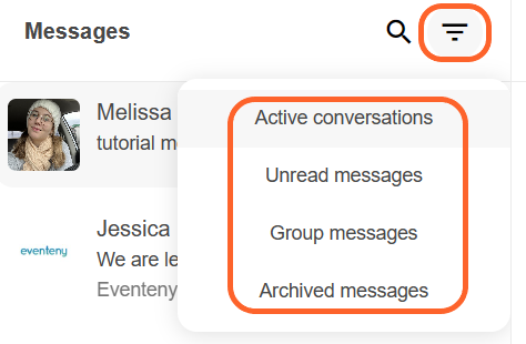 an image showing users where they can access their archived messages along with three other message options