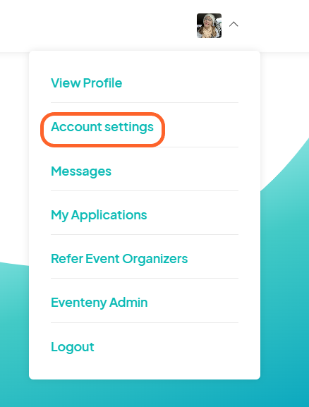 an image showing users where to find account settings under their profile icon