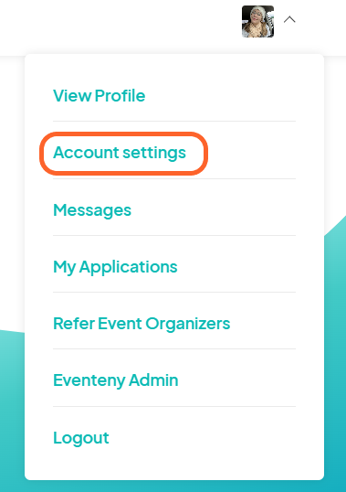 an image showing users where to find account settings under their profile icon