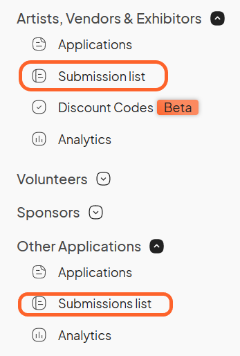 an image showing users the submissions list