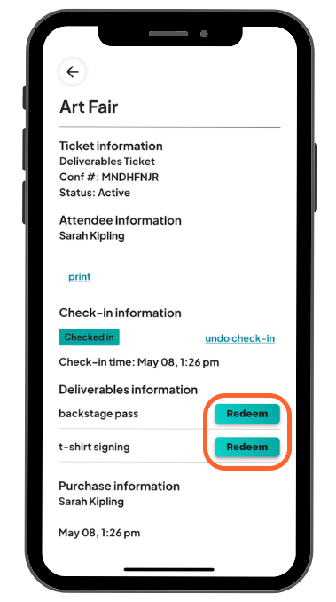 a mobile image showing users how to redeem deliverables