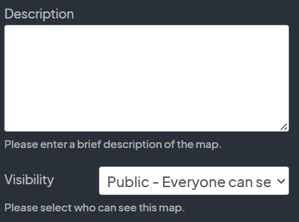 Description section with an empty text box and a dropdown menu for visibility, currently set to 'Public - Everyone can see.'