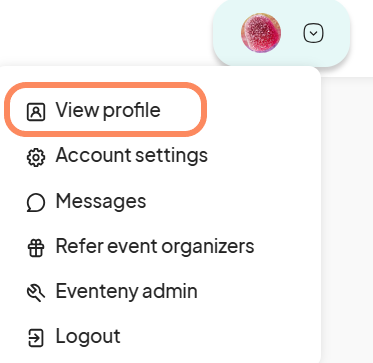 an image showing a menu under the profile picture with the 'view profile' button highlighted with an orange circle.