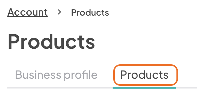 an image showing the 'Products' tab with an orange circle highlighting it.