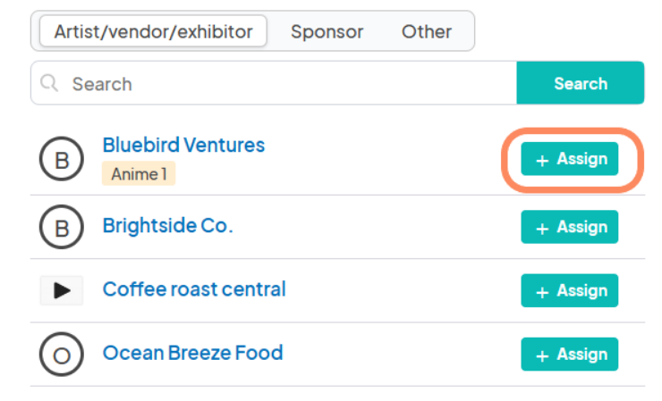 an image showing users to scroll down and click on the blue assign button with an orange circle around 'Assign'.