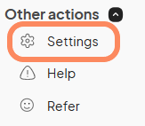 an image showing users where to find the settings button under the other actions tab