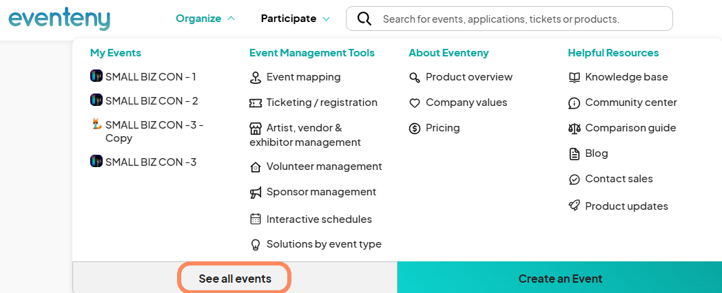 an image highlighting the location of the 'Organize' tab at the top of the screen with an orange circle around 'Organize'.